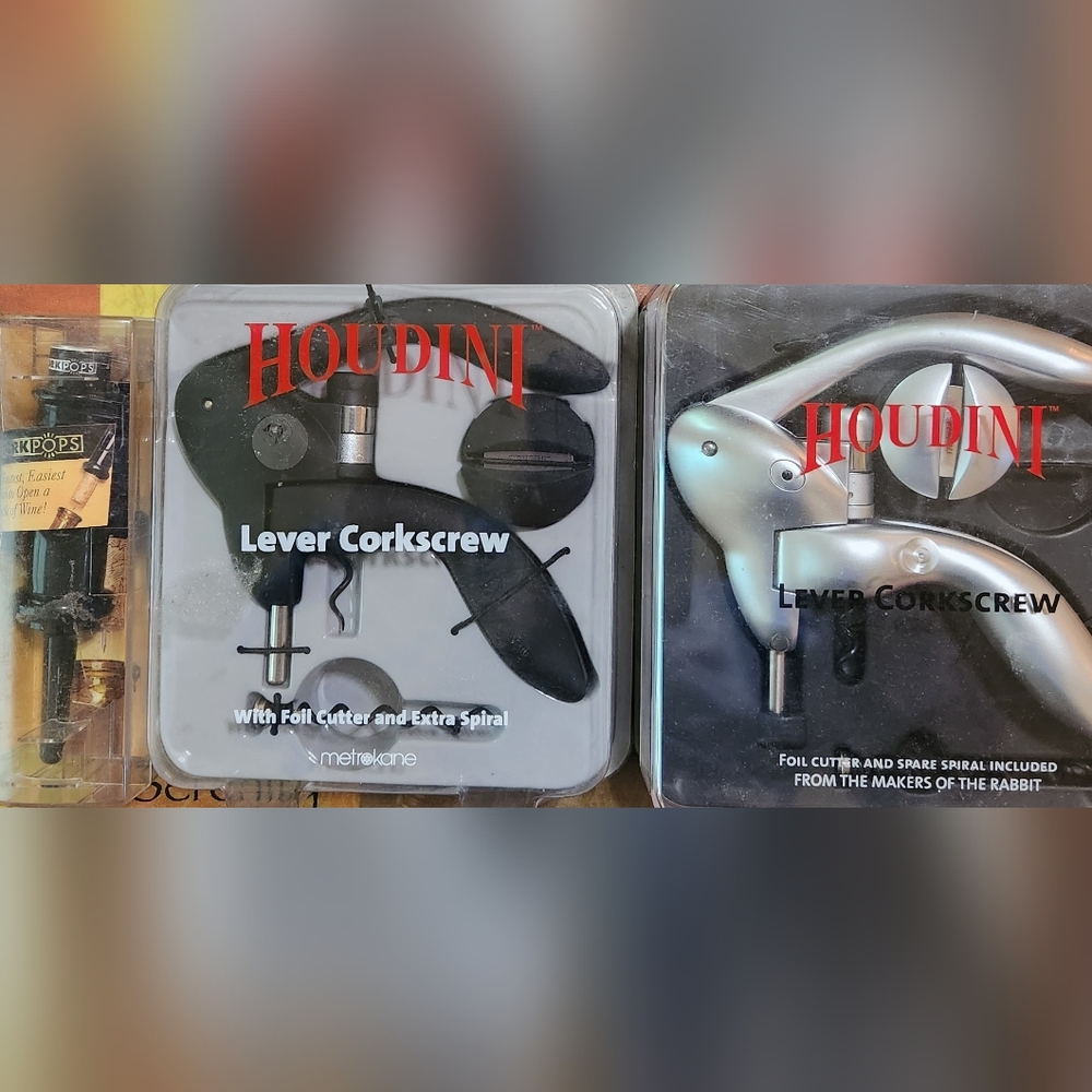 3 CORKSCREW LEVER HOUDINI(2) & CORKPOPS (1)